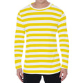 Yellow And White Striped Pattern Print Men's Long Sleeve T-Shirt