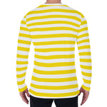 Yellow And White Striped Pattern Print Men's Long Sleeve T-Shirt