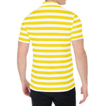 Yellow And White Striped Pattern Print Men's Shirt
