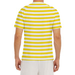 Yellow And White Striped Pattern Print Men's Short Sleeve Rash Guard