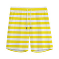 Yellow And White Striped Pattern Print Men's Athletic Shorts