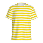 Yellow And White Striped Pattern Print Men's Sports T-Shirt