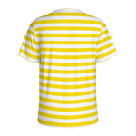 Yellow And White Striped Pattern Print Men's Sports T-Shirt