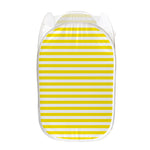 Yellow And White Striped Pattern Print Mesh Laundry Hamper