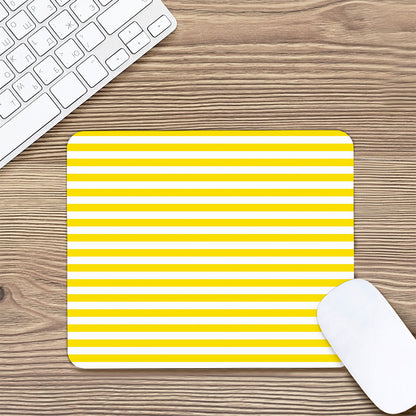 Yellow And White Striped Pattern Print Mouse Pad