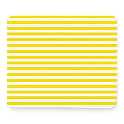 Yellow And White Striped Pattern Print Mouse Pad