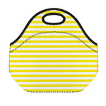 Yellow And White Striped Pattern Print Neoprene Lunch Bag