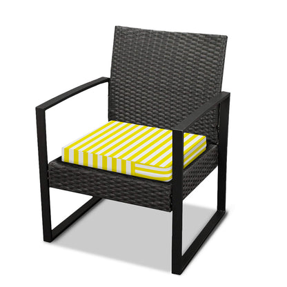 Yellow And White Striped Pattern Print Outdoor Seat Cushion Cover