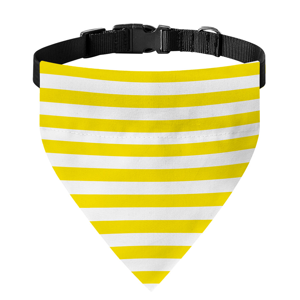 Yellow And White Striped Pattern Print Over The Collar Dog Bandana