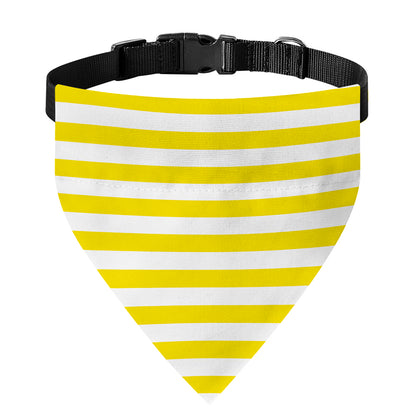 Yellow And White Striped Pattern Print Over The Collar Dog Bandana