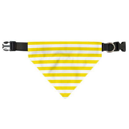 Yellow And White Striped Pattern Print Over The Collar Dog Bandana