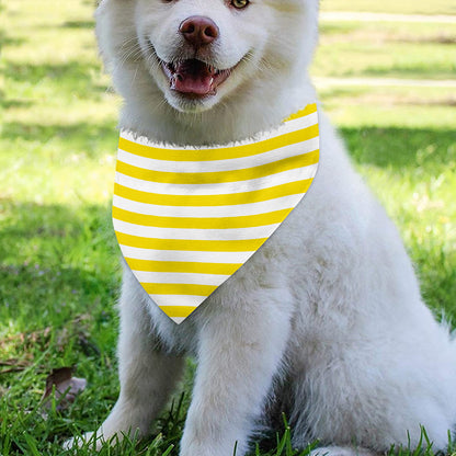Yellow And White Striped Pattern Print Over The Collar Dog Bandana
