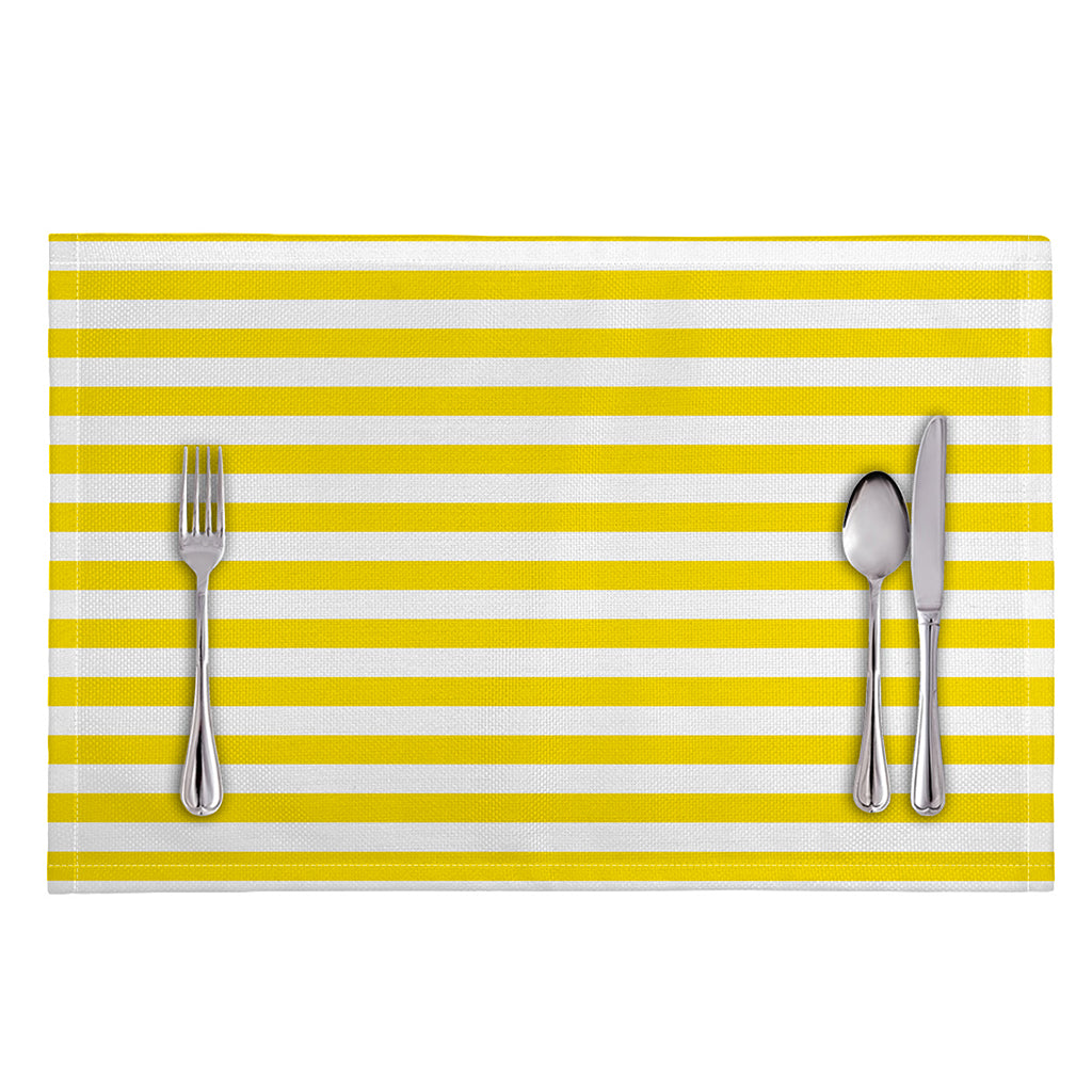 Yellow And White Striped Pattern Print Placemat