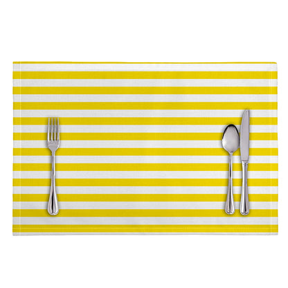 Yellow And White Striped Pattern Print Placemat