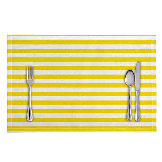 Yellow And White Striped Pattern Print Placemat