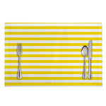 Yellow And White Striped Pattern Print Placemat