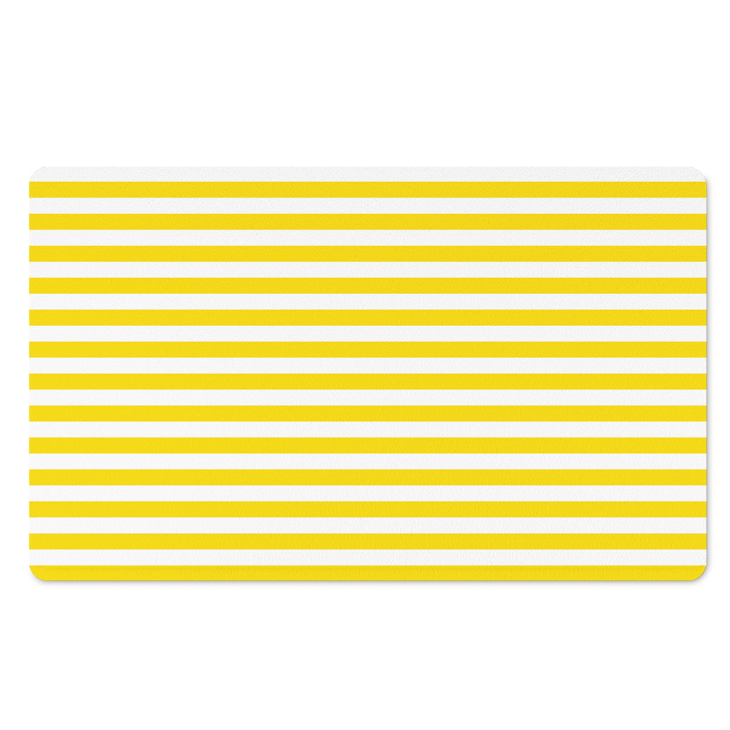 Yellow And White Striped Pattern Print Polyester Doormat
