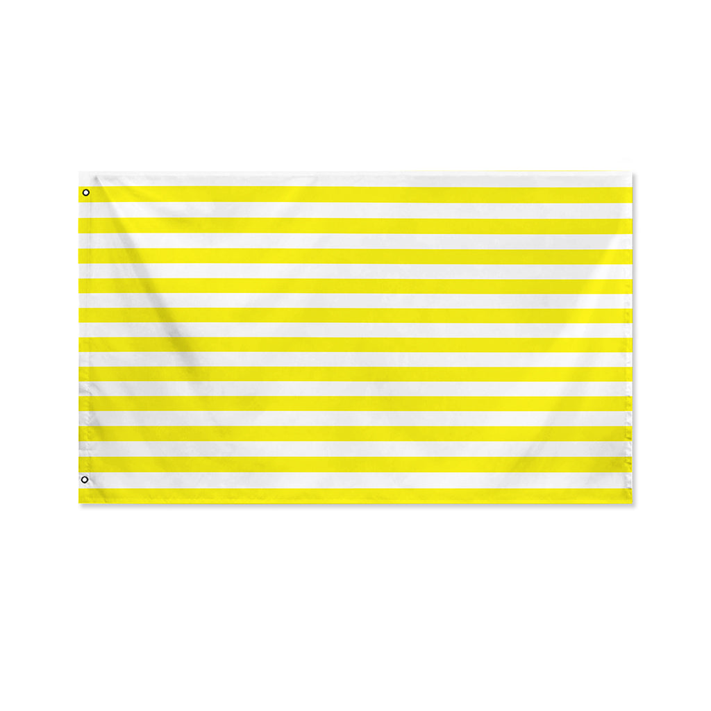Yellow And White Striped Pattern Print Polyester Flag