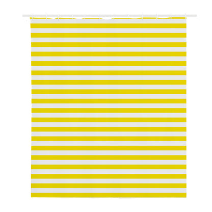 Yellow And White Striped Pattern Print Polyester Shower Curtain