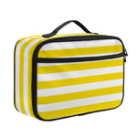 Yellow And White Striped Pattern Print Portable Lunch Bag