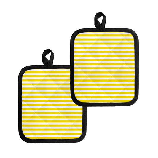 Yellow And White Striped Pattern Print Pot Holders