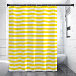 Yellow And White Striped Pattern Print Premium Shower Curtain