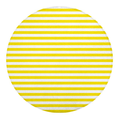 Yellow And White Striped Pattern Print Round Blanket