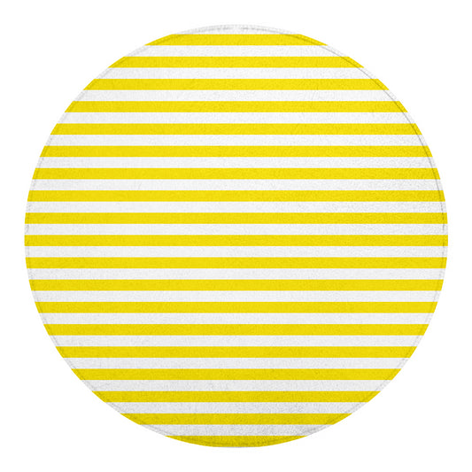 Yellow And White Striped Pattern Print Round Blanket