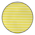Yellow And White Striped Pattern Print Round Floor Mat