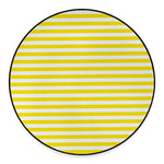 Yellow And White Striped Pattern Print Round Floor Mat