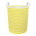 Yellow And White Striped Pattern Print Round Laundry Basket