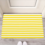 Yellow And White Striped Pattern Print Rubber Doormat