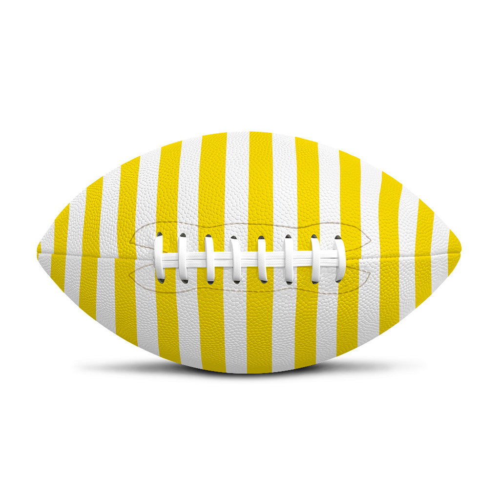 Yellow And White Striped Pattern Print Rugby Ball
