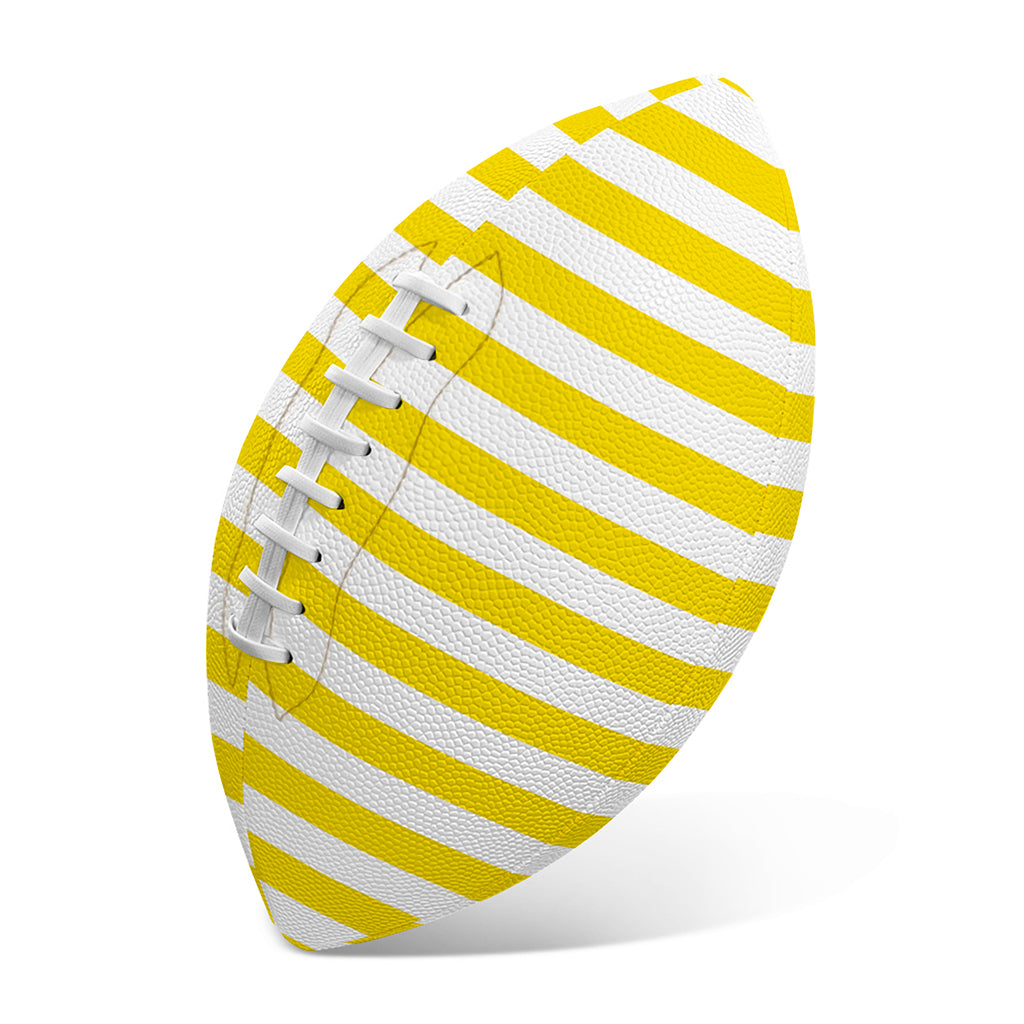 Yellow And White Striped Pattern Print Rugby Ball