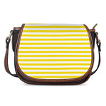 Yellow And White Striped Pattern Print Saddle Bag