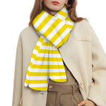 Yellow And White Striped Pattern Print Scarf