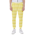 Yellow And White Striped Pattern Print Joggers