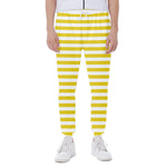 Yellow And White Striped Pattern Print Scuba Joggers