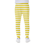 Yellow And White Striped Pattern Print Scuba Joggers