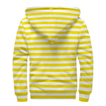 Yellow And White Striped Pattern Print Sherpa Lined Zip Up Hoodie