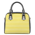 Yellow And White Striped Pattern Print Shoulder Handbag