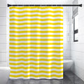 Yellow And White Striped Pattern Print Shower Curtain