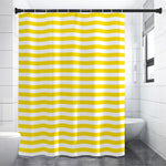 Yellow And White Striped Pattern Print Shower Curtain