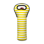 Yellow And White Striped Pattern Print Single Neoprene Wine Tote