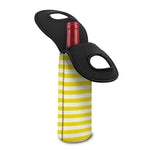 Yellow And White Striped Pattern Print Single Neoprene Wine Tote