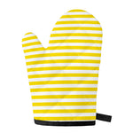 Yellow And White Striped Pattern Print Single Oven Mitt