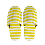 Yellow And White Striped Pattern Print Slippers