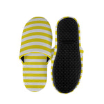 Yellow And White Striped Pattern Print Slippers