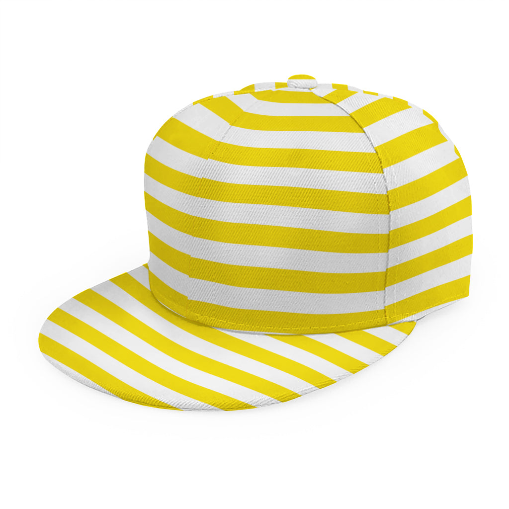 Yellow And White Striped Pattern Print Snapback Cap