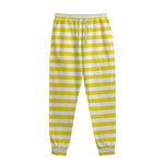 Yellow And White Striped Pattern Print Sweatpants